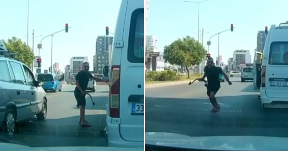 Minibüs şoföründen araç sürücüsüne halatlı saldırı